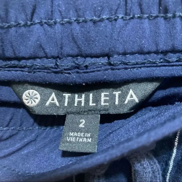 ATHLETA Bali Striped Cropped Linen Pants Navy Blue Size 2 - Picture 4 of 9